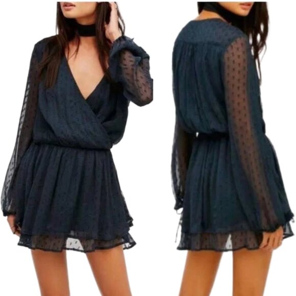 Free People Dresses & Skirts - Free People Long Sleeve Dress - Navy